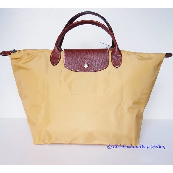 ❤️ NWT LONGCHAMP Le Pliage Type M Medium Short Handle Tote CURRY Yellow AUTHENTC - Picture 5 of 16